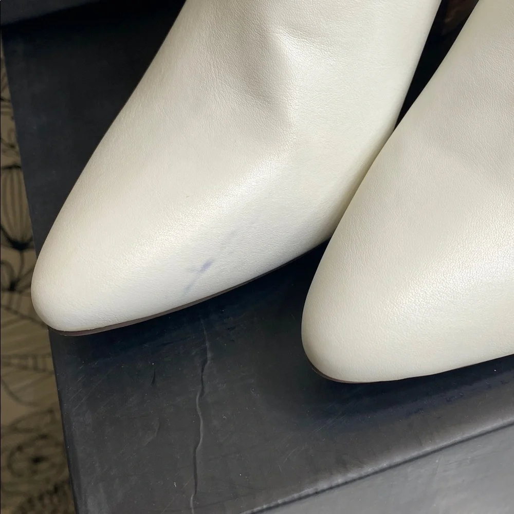 White Block Heel Ankle Booties - Picture 4 of 8